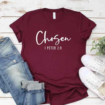 Women's 'Chosen' T-shirt with 1 Peter 2:9 Bible Verse