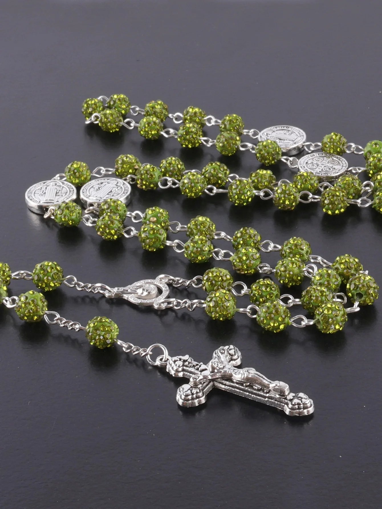Sparkling Vintage Rosary with St. Benedict Medal