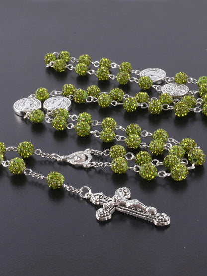 Sparkling Vintage Rosary with St. Benedict Medal