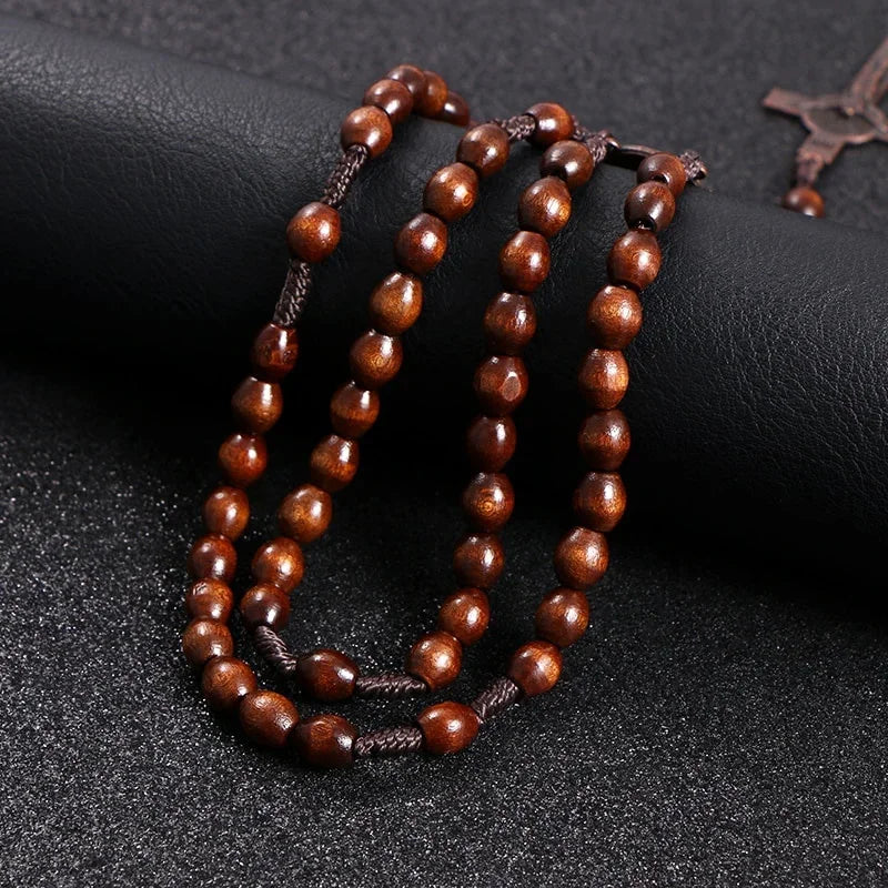 Classic Rosewood Rosary Necklace