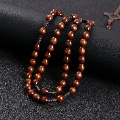 Classic Rosewood Rosary Necklace