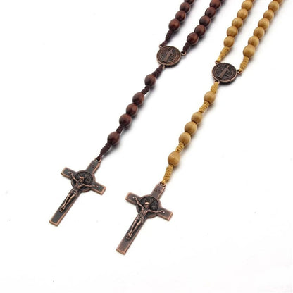 Handcrafted Wooden Rosary Necklace Set