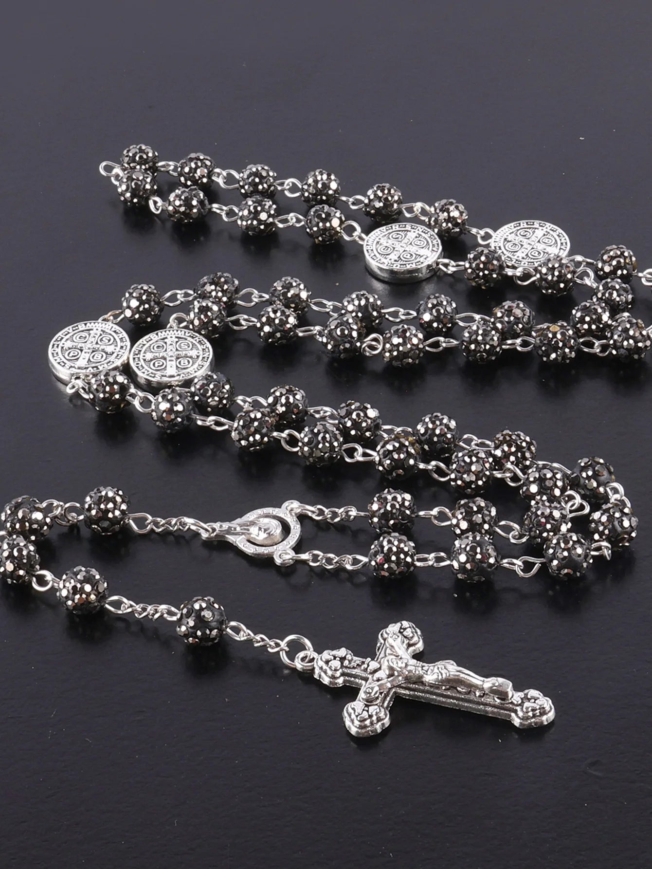 Sparkling Vintage Rosary with St. Benedict Medal