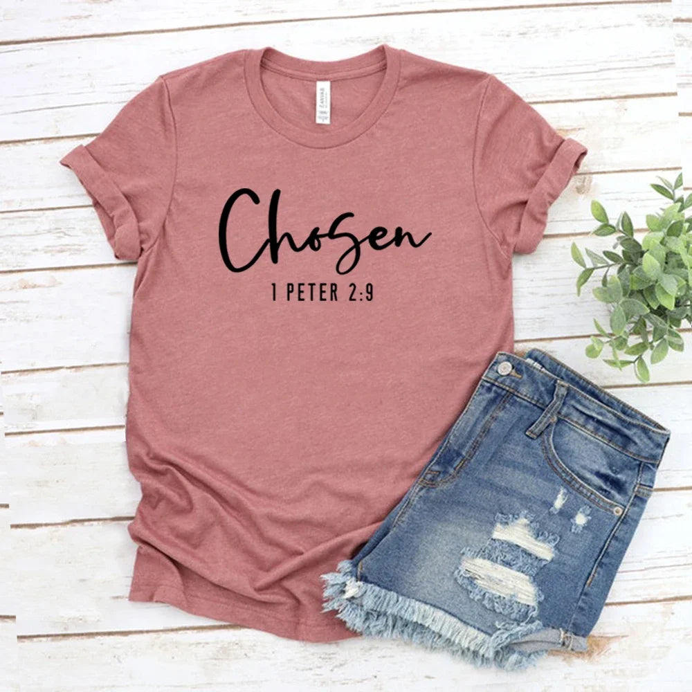 Women's 'Chosen' T-shirt with 1 Peter 2:9 Bible Verse