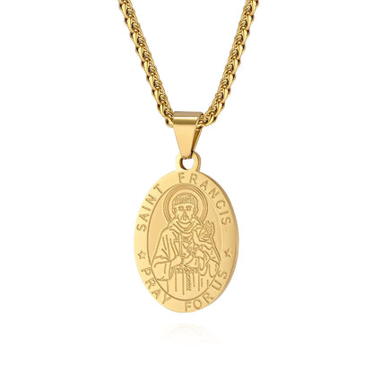 Catholic Saints Medal Necklace | Stainless Steel Pendant for Men & Women