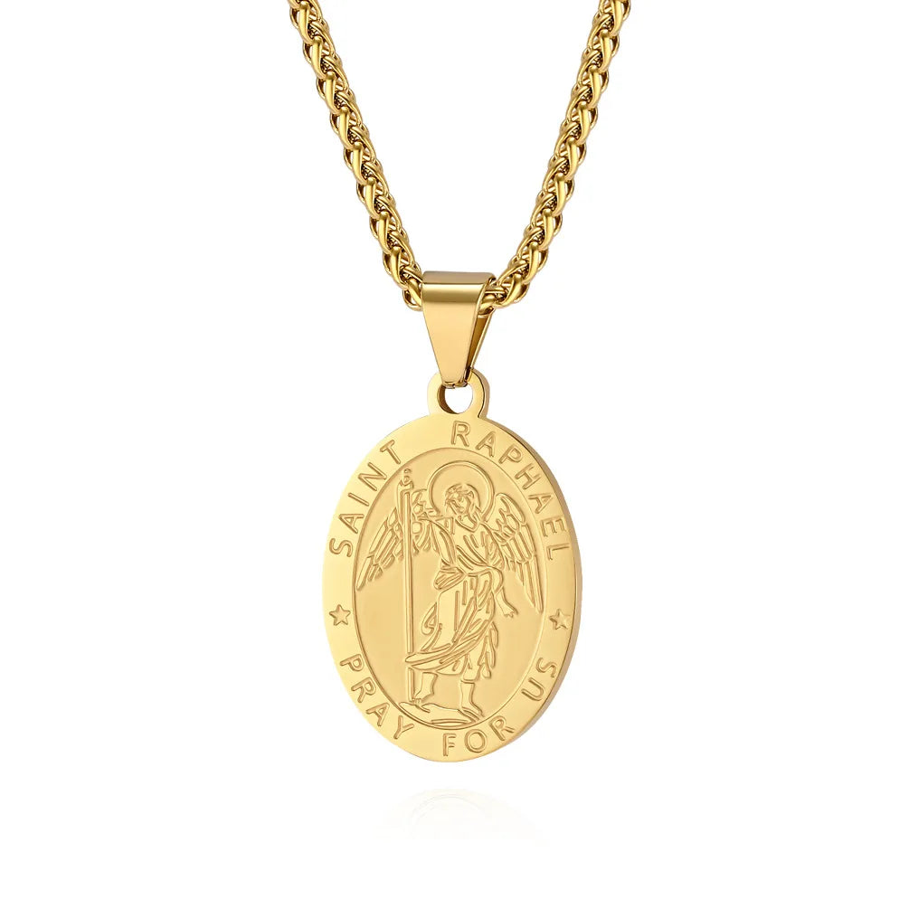 Catholic Saints Medal Necklace | Stainless Steel Pendant for Men & Women