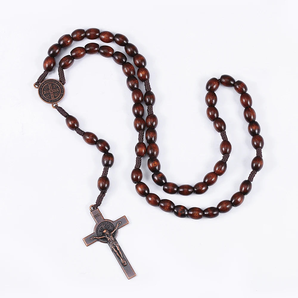 Classic Wooden Rosary Cross Pendant