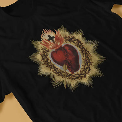 Men's Vintage Sacred Heart of Jesus Cotton T-shirt