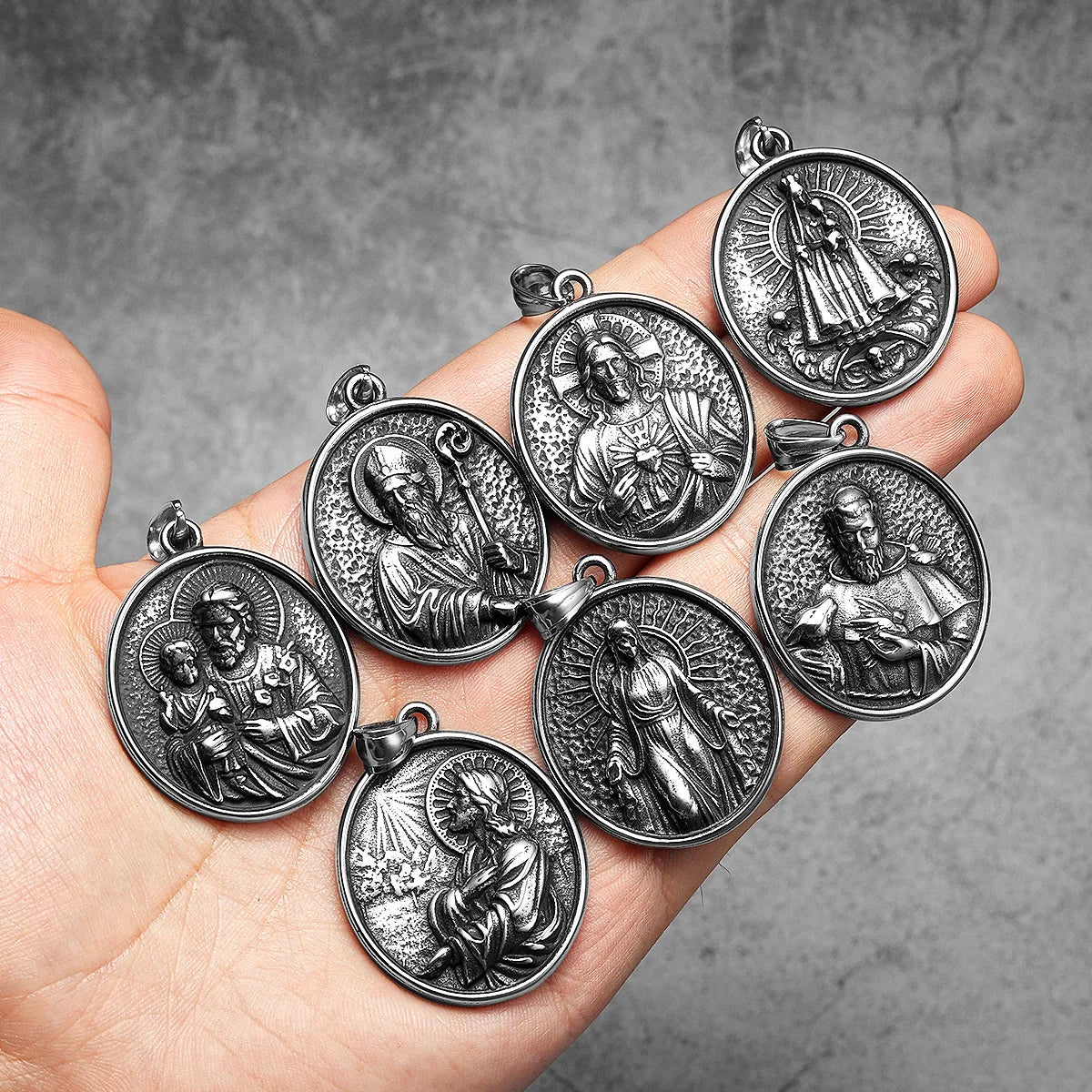 Stainless Steel Religious Pendant Necklace Collection: Saints & Sacred Icons
