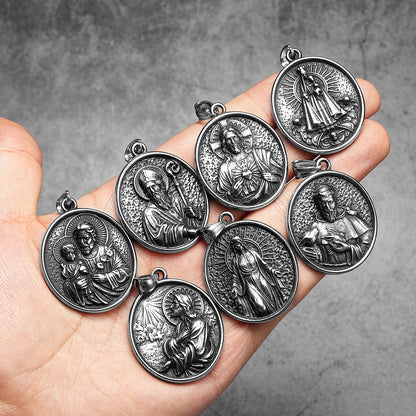 Stainless Steel Religious Pendant Necklace Collection: Saints & Sacred Icons