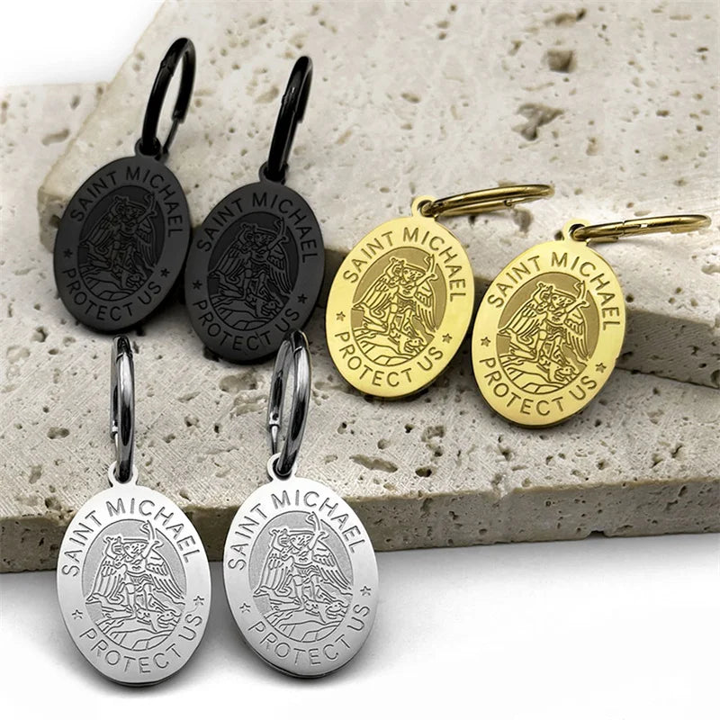 Archangel Michael Stainless Steel Earrings