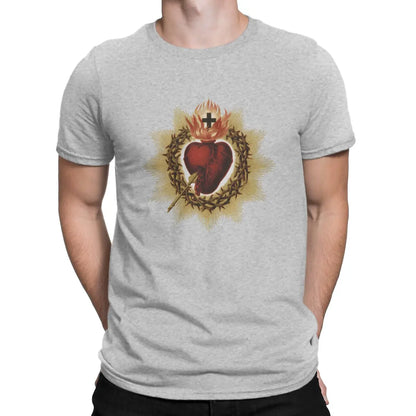 Men's Vintage Sacred Heart of Jesus Cotton T-shirt