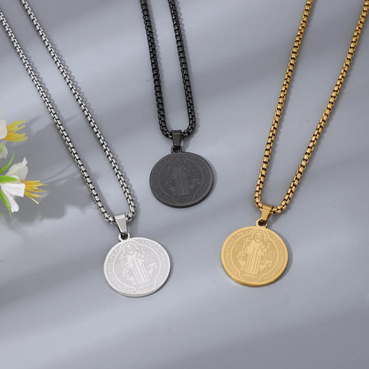 Saint Benedict Medal Necklace | Stainless Steel Chain Pendant for Men & Women