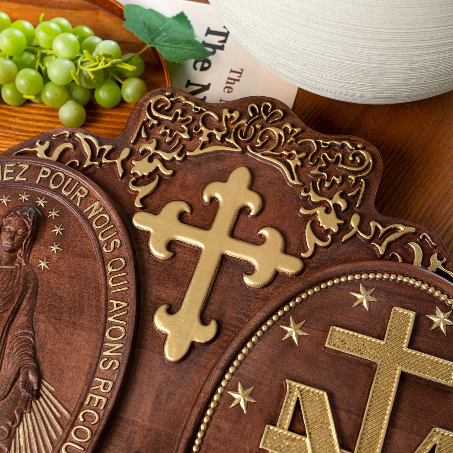 Miraculous Medal Wooden Plaque