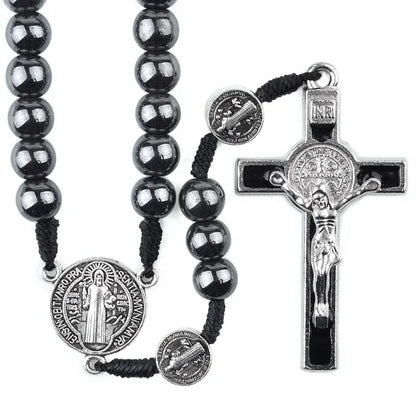 Black Hematite Rosary with St. Benedict Medal