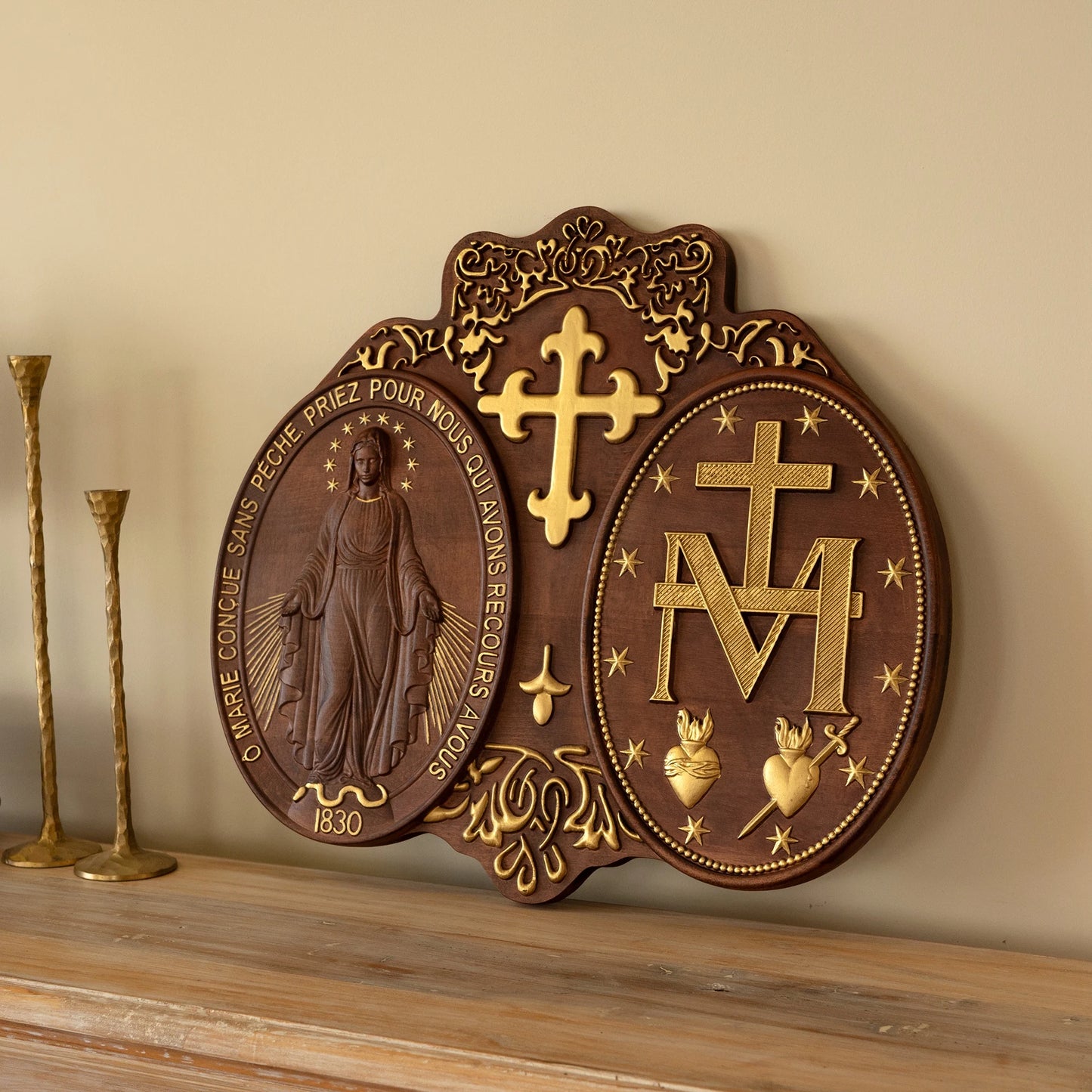 Miraculous Medal Wooden Plaque
