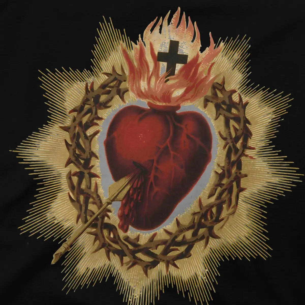 Men's Vintage Sacred Heart of Jesus Cotton T-shirt