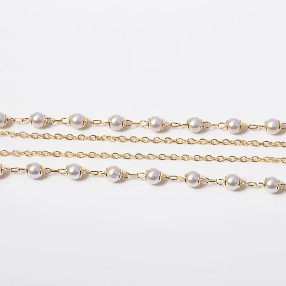 Elegant Pearl & Gold Rosary Necklace