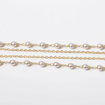 Elegant Pearl & Gold Rosary Necklace