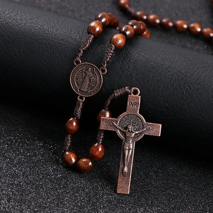 Classic Rosewood Rosary Necklace