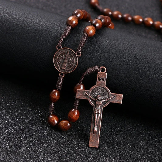 Classic Rosewood Rosary Necklace