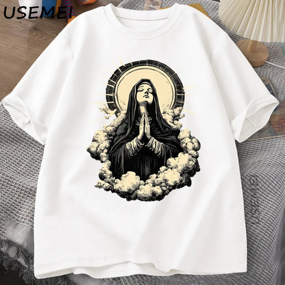 Unisex Virgin Mary Graphic Cotton T-shirt Collection