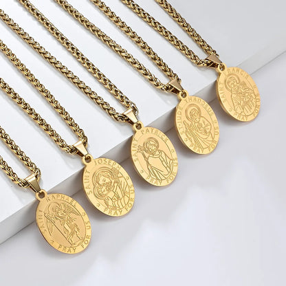 Catholic Saints Medal Necklace | Stainless Steel Pendant for Men & Women