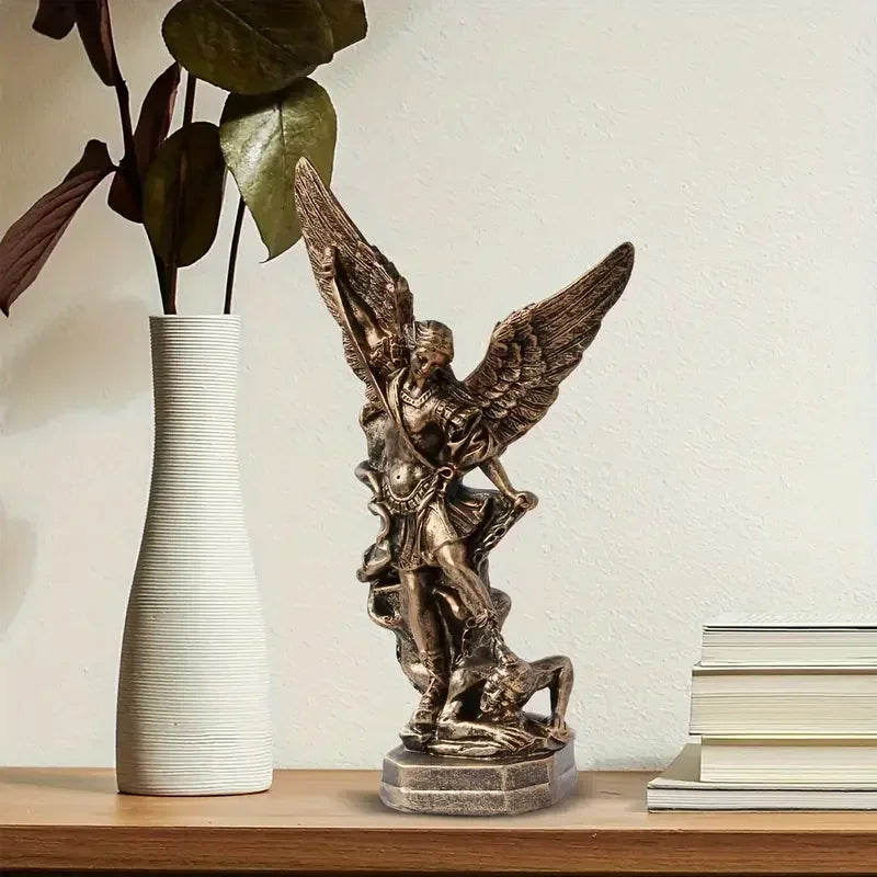 Archangel Michael Antique Resin Statue