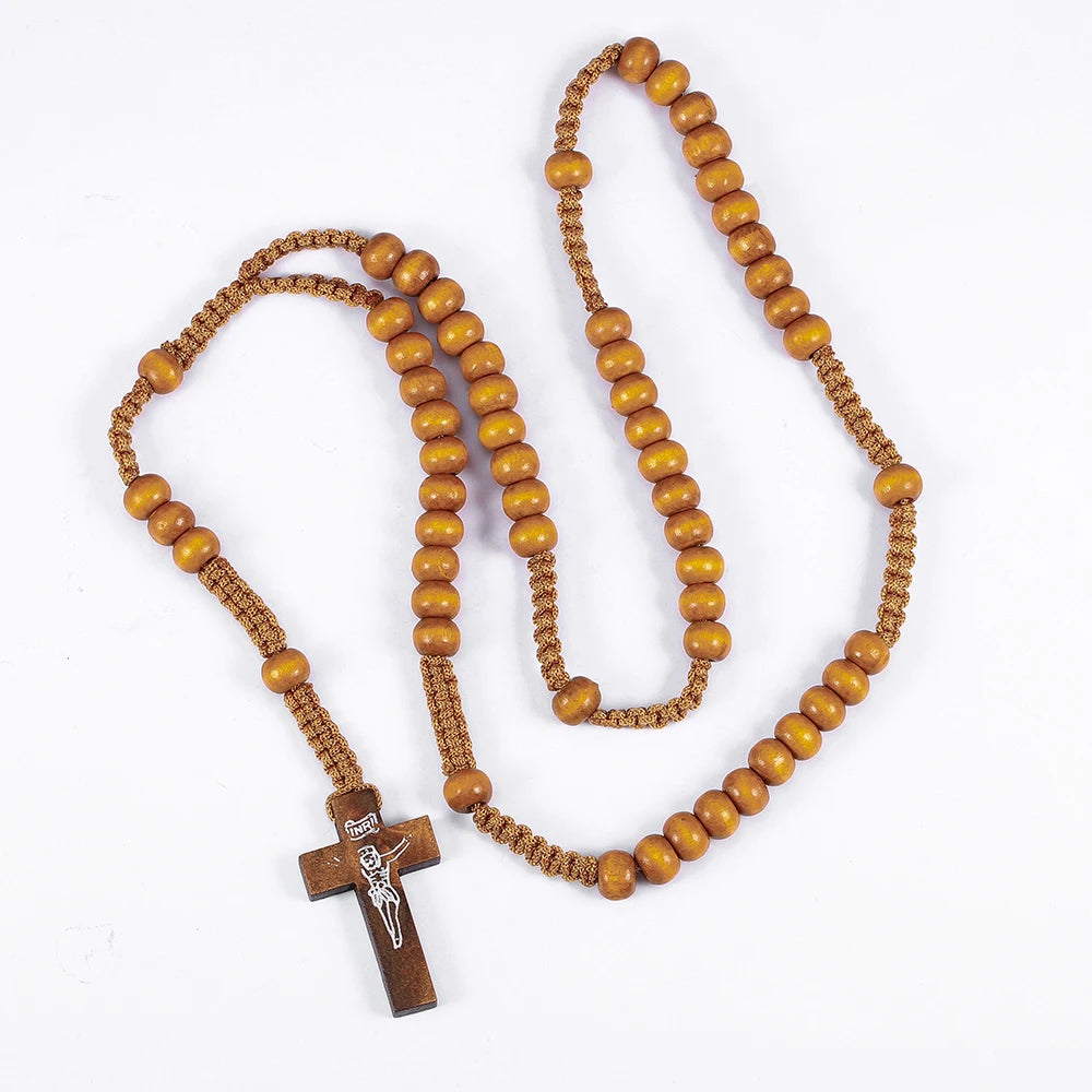 Classic Wooden Rosary Cross Pendant