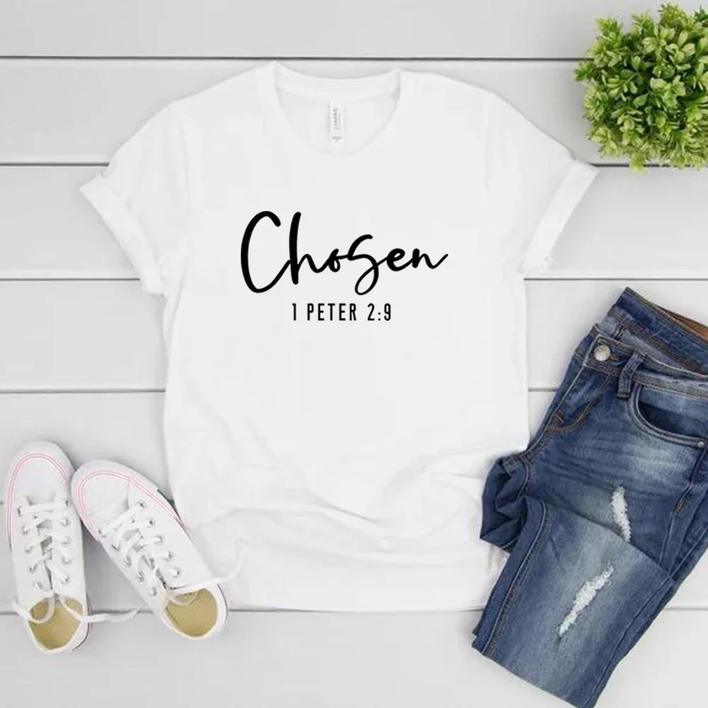 Women's 'Chosen' T-shirt with 1 Peter 2:9 Bible Verse