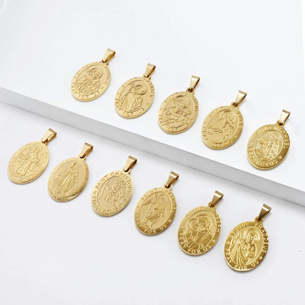 Catholic Saints Medal Necklace | Stainless Steel Pendant for Men & Women