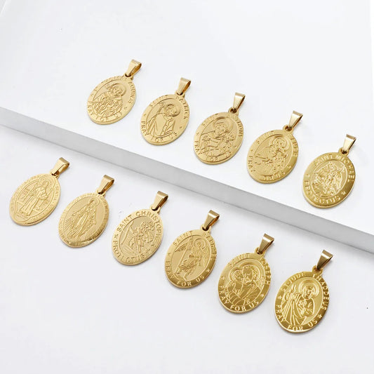 Catholic Saints Medal Necklace | Stainless Steel Pendant for Men & Women