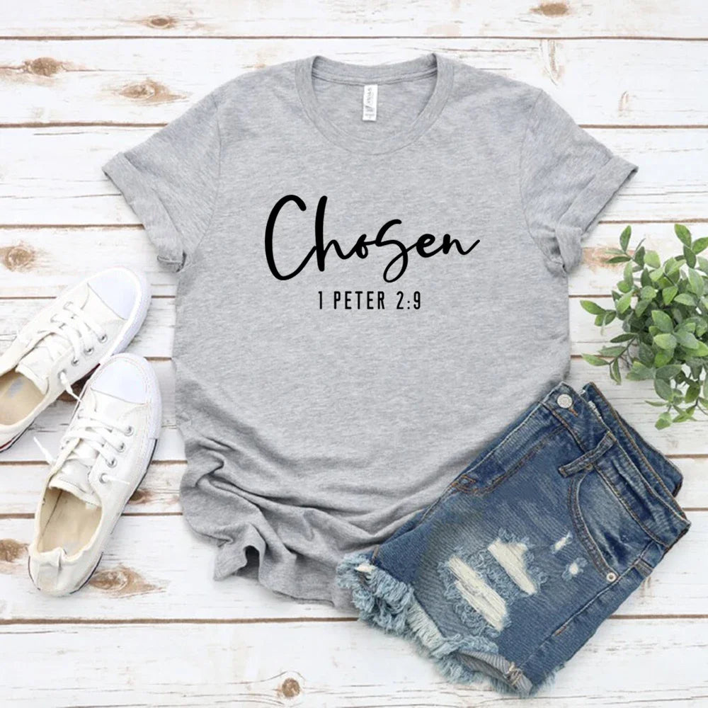 Women's 'Chosen' T-shirt with 1 Peter 2:9 Bible Verse