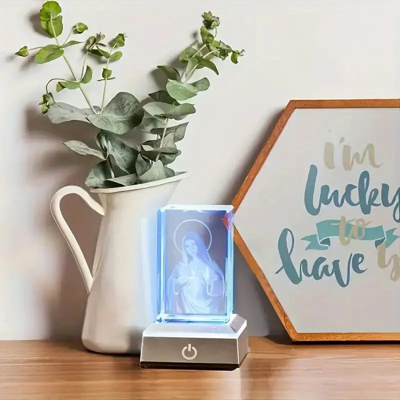 Crystal Virgin Mary LED Light-Up Statue