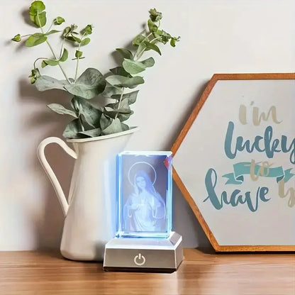 Crystal Virgin Mary LED Light-Up Statue