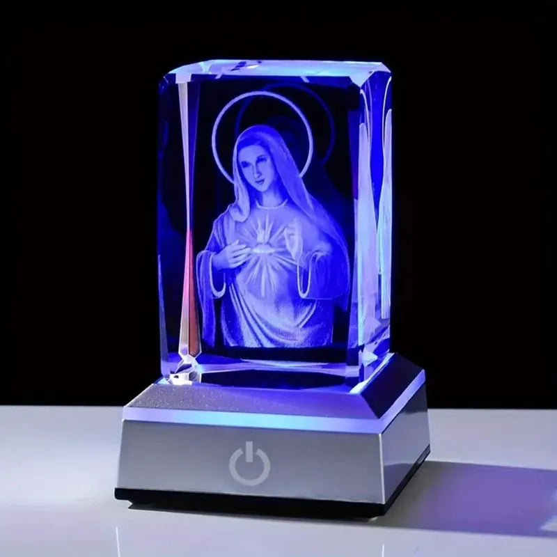 Crystal Virgin Mary LED Light-Up Statue