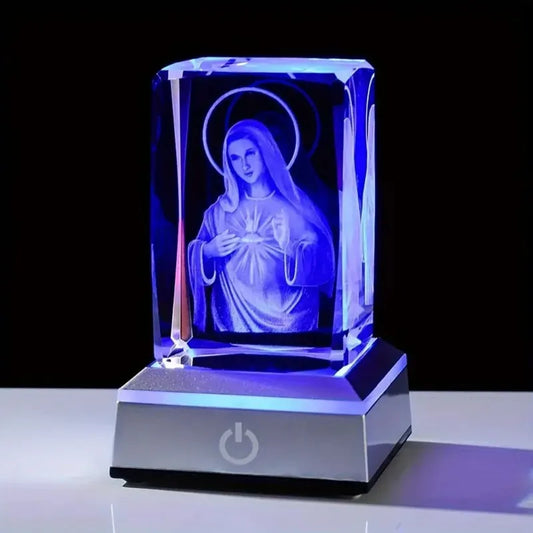 Crystal Virgin Mary LED Light-Up Statue