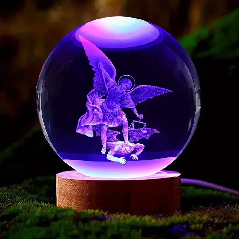 Archangel Michael 3D Crystal Sphere