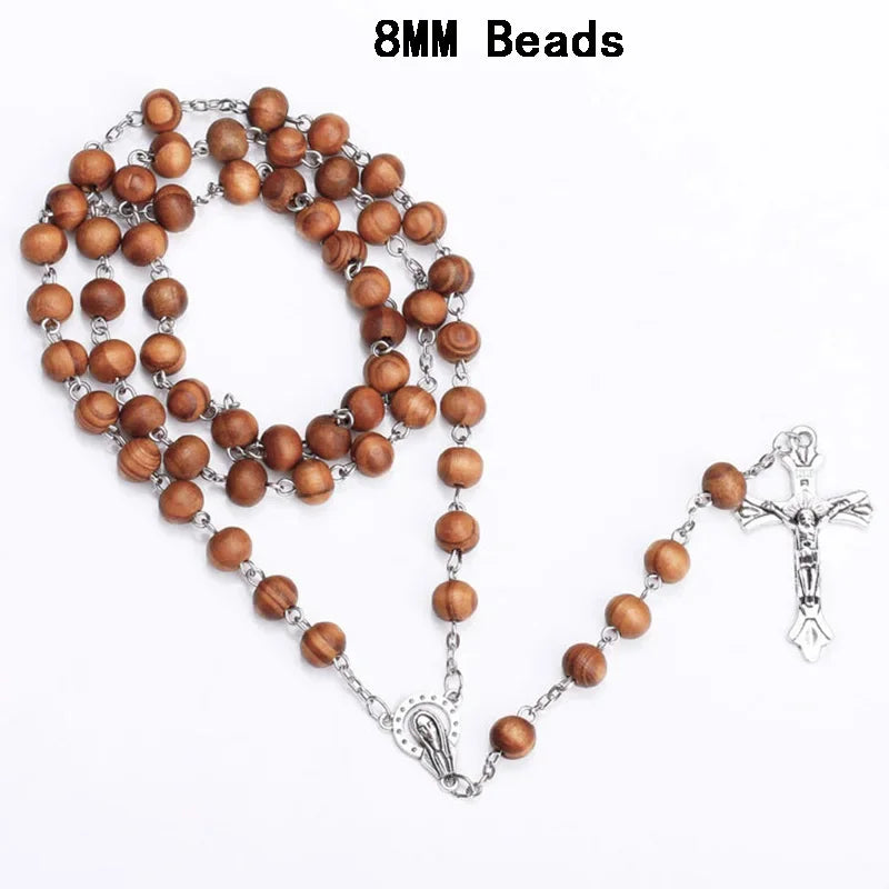 Natural Wood Rosary with St. Benedict Medal