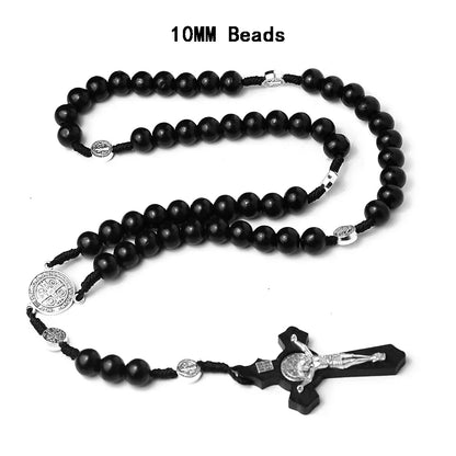 Natural Wood Rosary with St. Benedict Medal