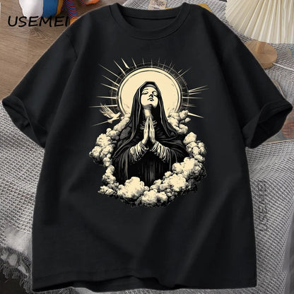 Unisex Virgin Mary Graphic Cotton T-shirt Collection