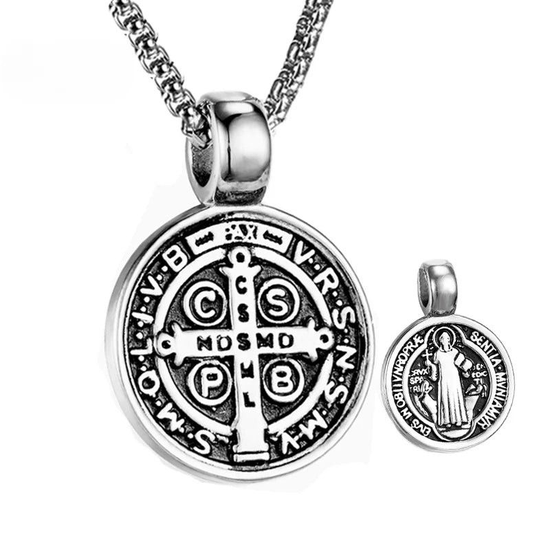 Saint Benedict's Cross Necklace | Stainless Steel Exorcist Medal Pendant