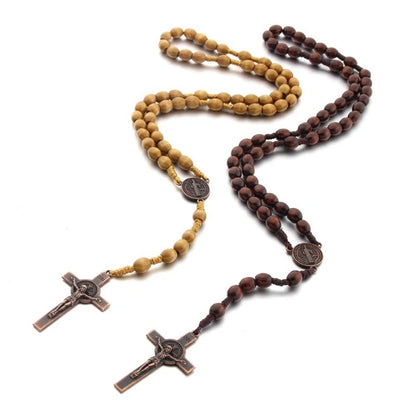 Handcrafted Wooden Rosary Necklace Set