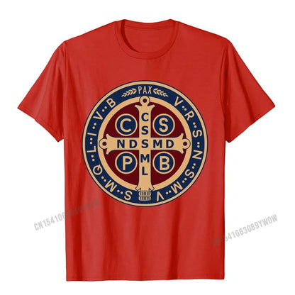 Saint Benedict Medal T-shirt | Classic Catholic Pullover Tee