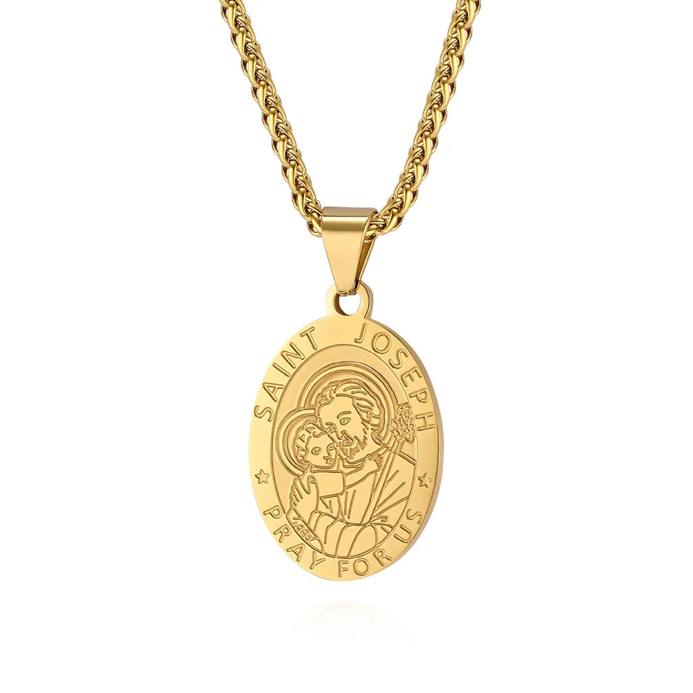 Catholic Saints Medal Necklace | Stainless Steel Pendant for Men & Women