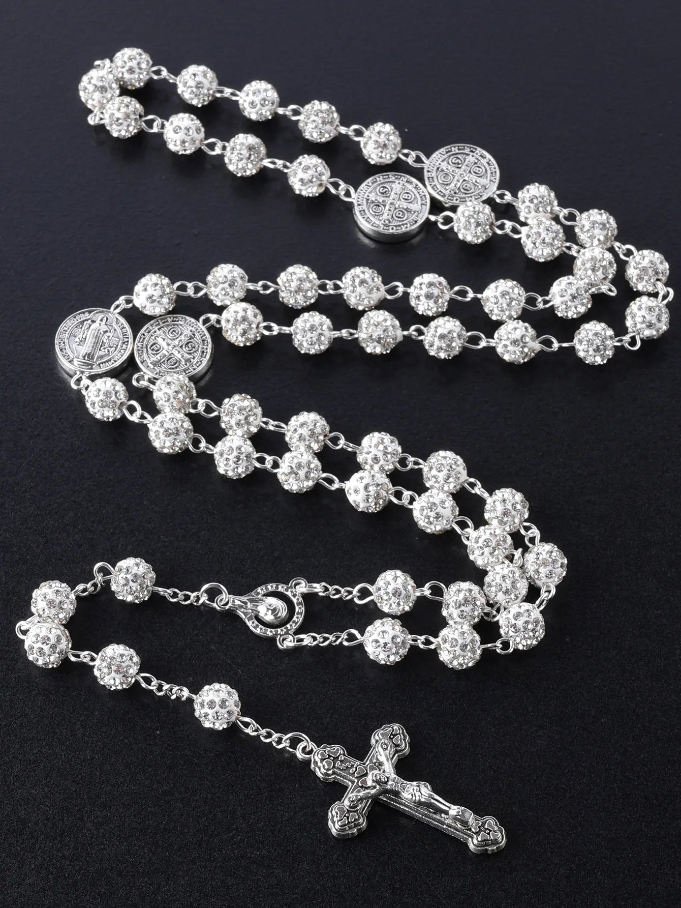 Sparkling Vintage Rosary with St. Benedict Medal