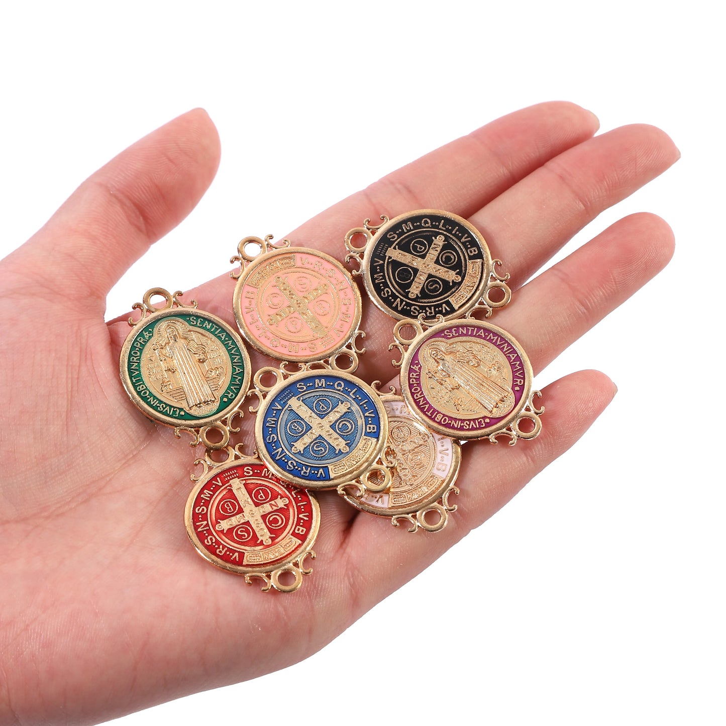 Saint Benedict Medal Charms | Assorted Enamel Pendants for Jewelry Making