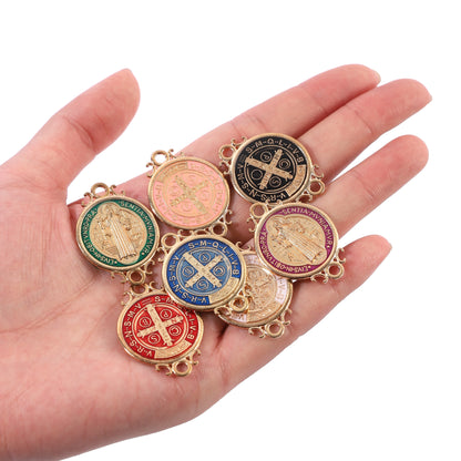 Saint Benedict Medal Charms | Assorted Enamel Pendants for Jewelry Making