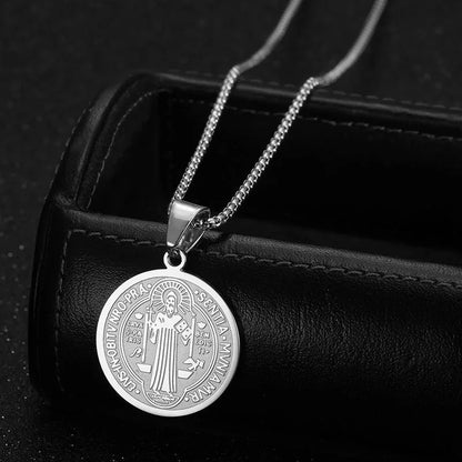 Saint Benedict Medal Necklace | Stainless Steel Chain Pendant for Men & Women