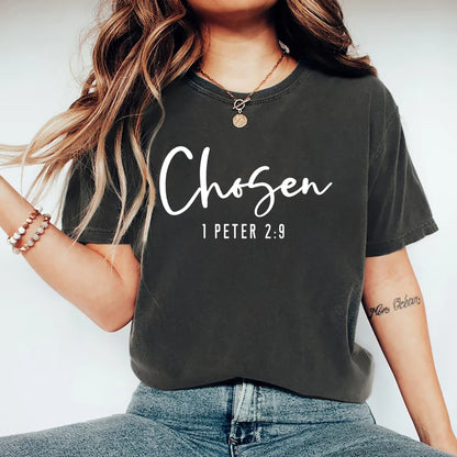 Women's 'Chosen' T-shirt with 1 Peter 2:9 Bible Verse
